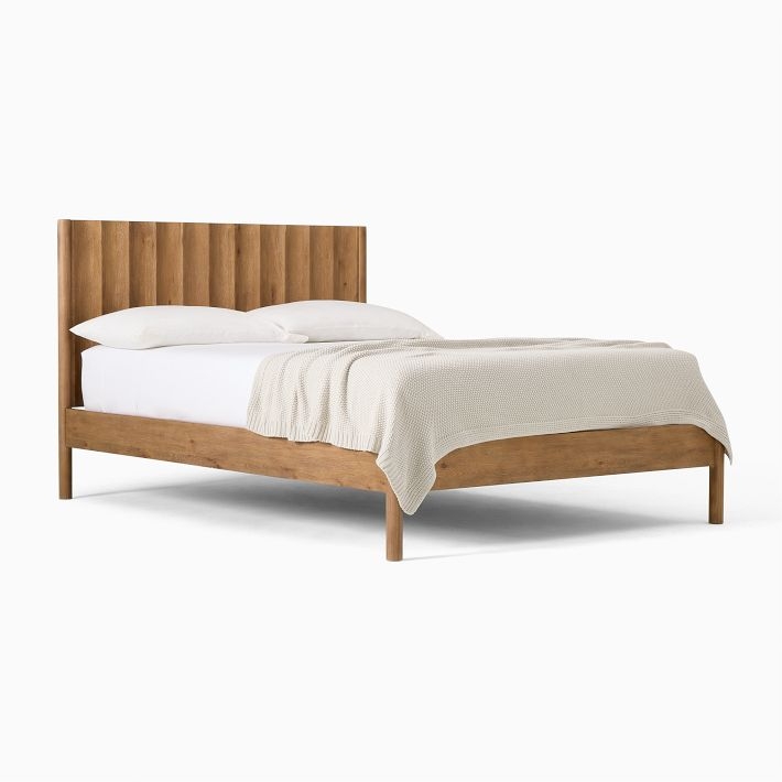 Platform Bed with Toasted Oak and Vertical Fluting
