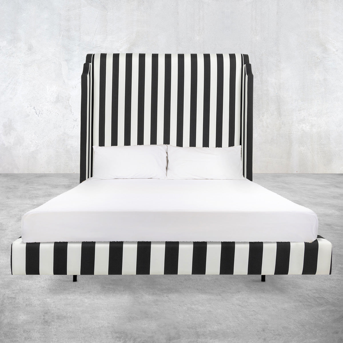 Platform Bed with Wingback Headboard Modern Glam Styling