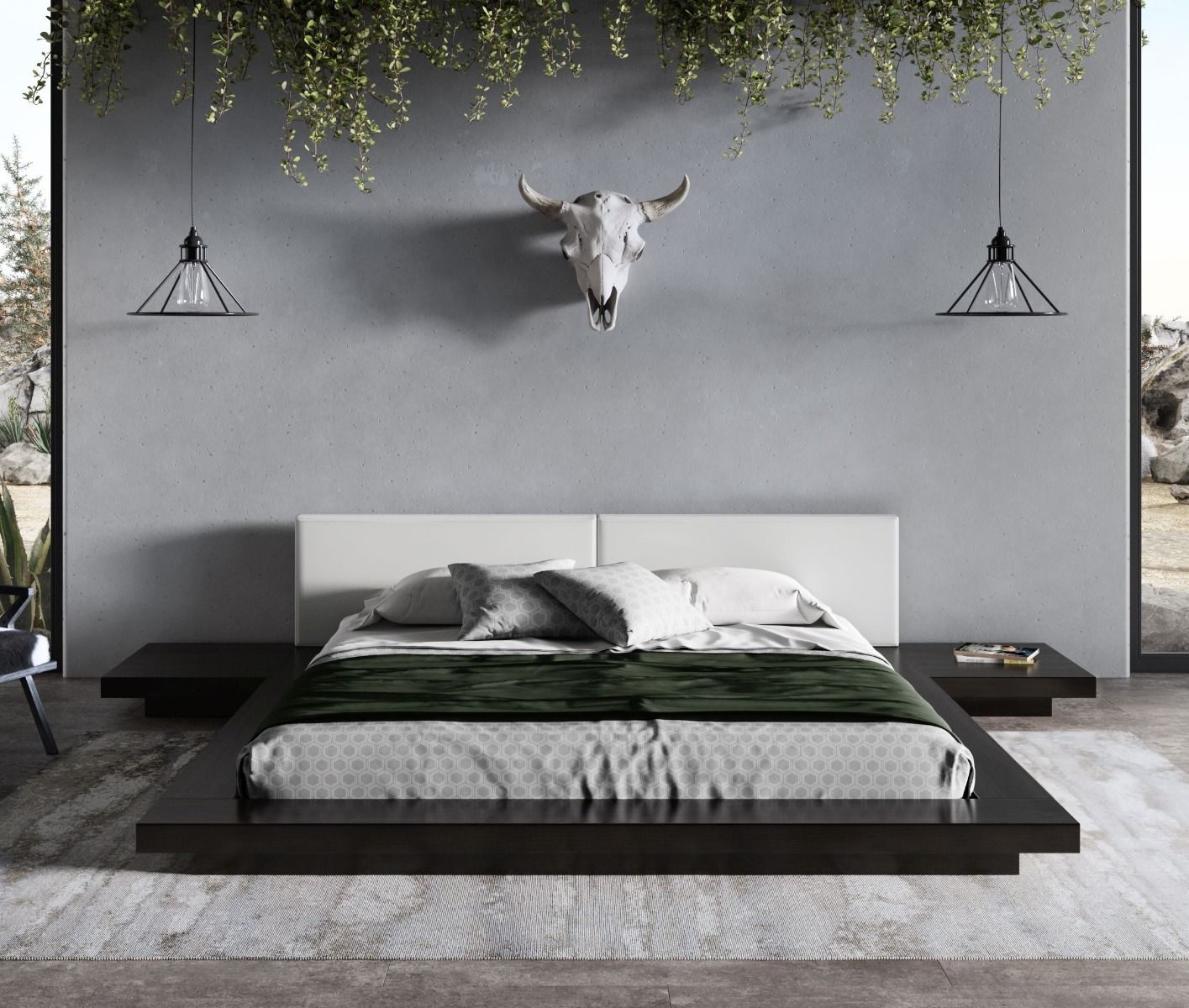 Platform Bed Wrap Around Frame Industrial King Furniture