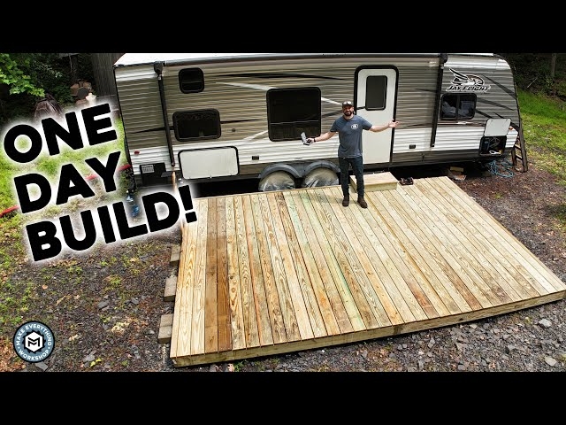 Platform Deck - Natural Ground Level Wood RV Living