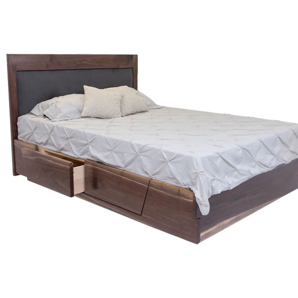 Platform Storage Bed Brown Beveled Drawer Fronts | Storage Bed