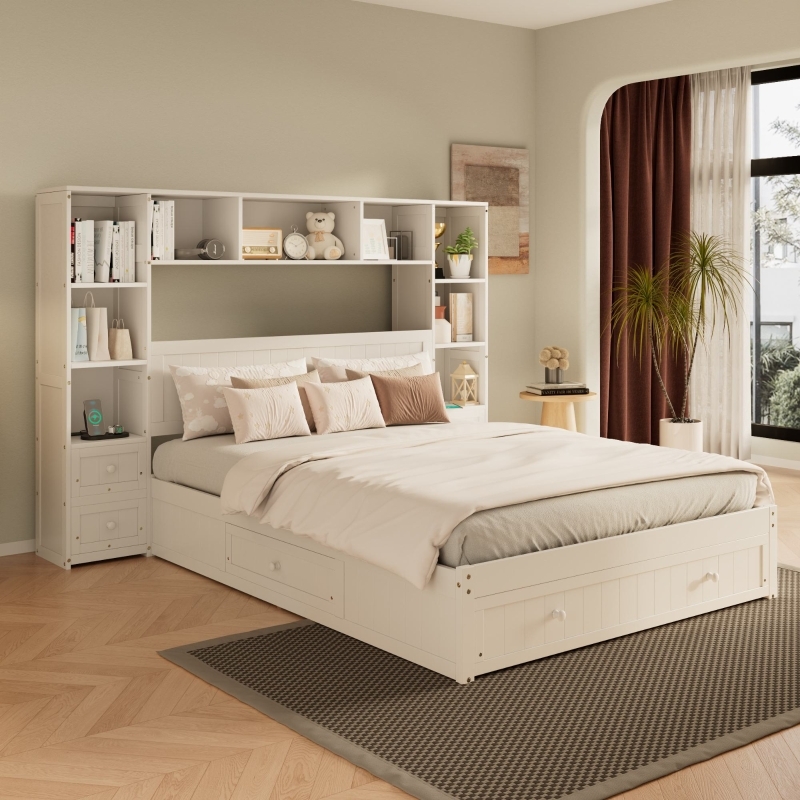 Platform Storage Bed: White All In One Storage Captain Bed