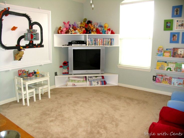 Playroom Storage Corner Unit and Small Playroom Organization