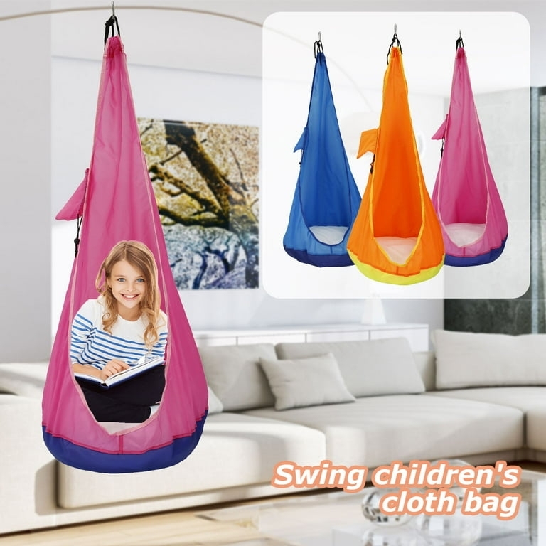 Pod Swing Bicolor Trim Side Pocket Indoor Hanging Hammock