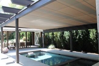 Pool Canopy Retractable Charcoal Frame Modern Pool Shade