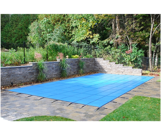 Pool Cover Solid Blue Material Inground Pool Security Cover