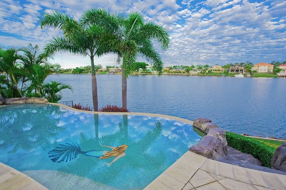 Pool Mosaic Infinity Edge Mermaid Pool Mosaic Art