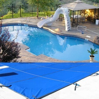 Pool Safety Cover Safety Straps Blue Mesh Pool Cover