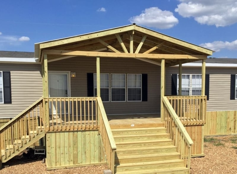 Porch Deck Gable Roof Design Manufactured Home Wooden Deck