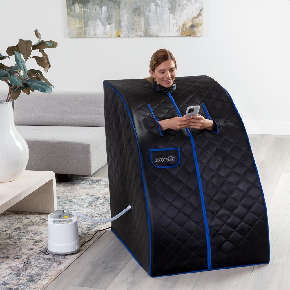 Portable Sauna: External Steamer Quilted Blue Texture