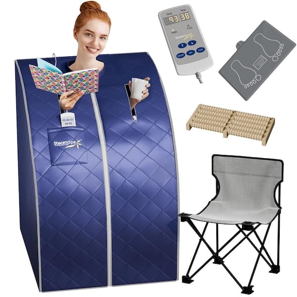 Portable Sauna: Quilted Blue Fabric Zippered Armholes
