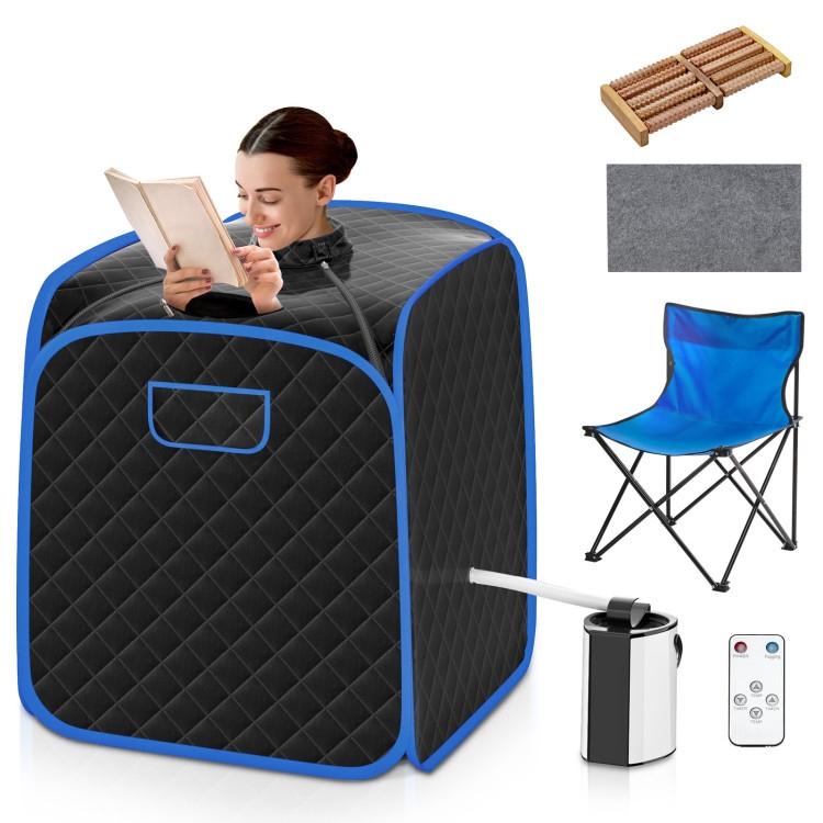 Portable Steam Sauna: Electric Blue Trim Spa Kit