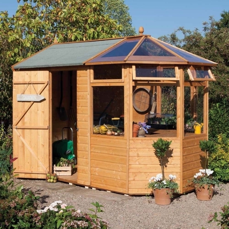 Potting Shed Greenhouse with Octagonal Glass End Design