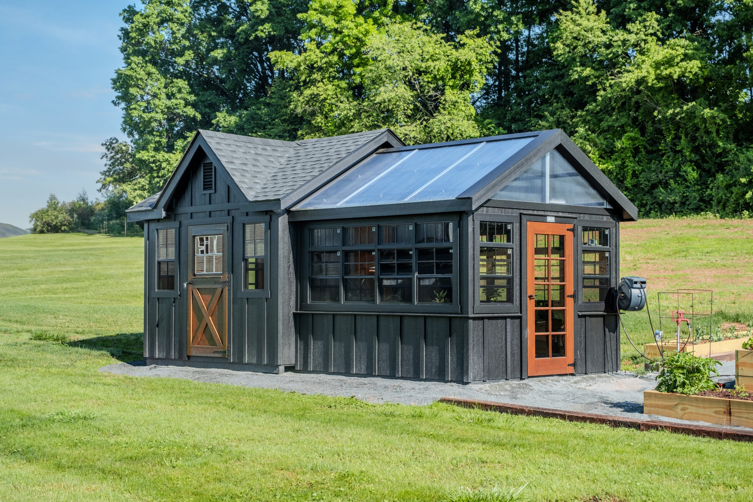 Potting Shed with Charcoal Exterior and Victorian Style