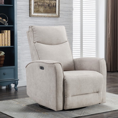 Power Recliner Soft Textured Fabric Glider with Charger