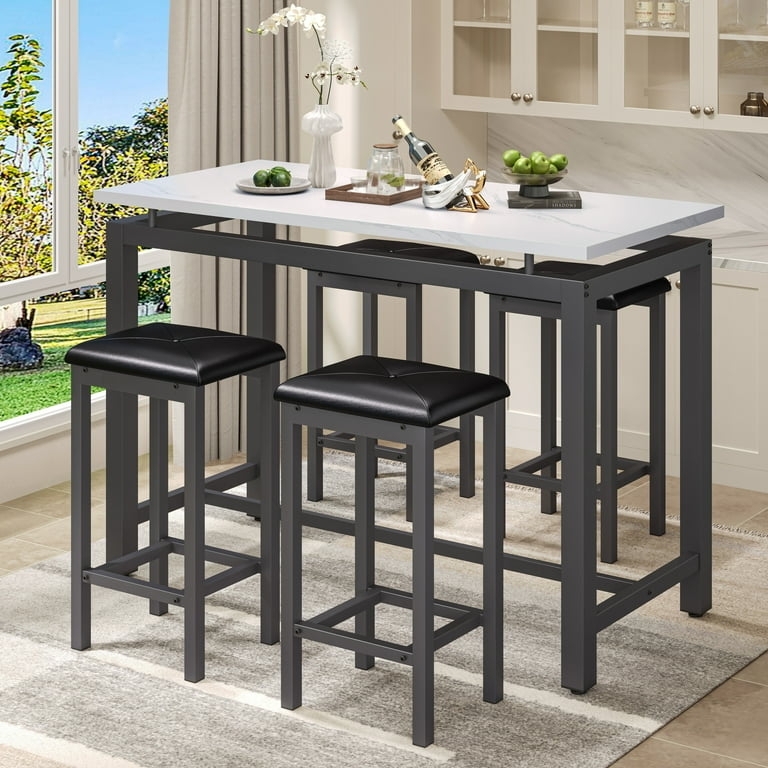 Pub Height Dining Set White Marble Top Marble Top Pub Table Set