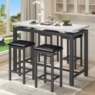 Pub Height Dining Set White Marble Top Marble Top Pub Table Set