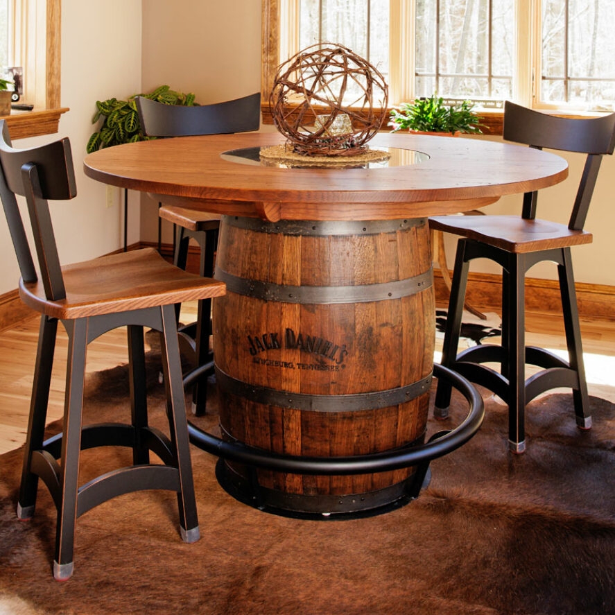 Pub Table Set featuring Brand Graphic and Whiskey Barrel