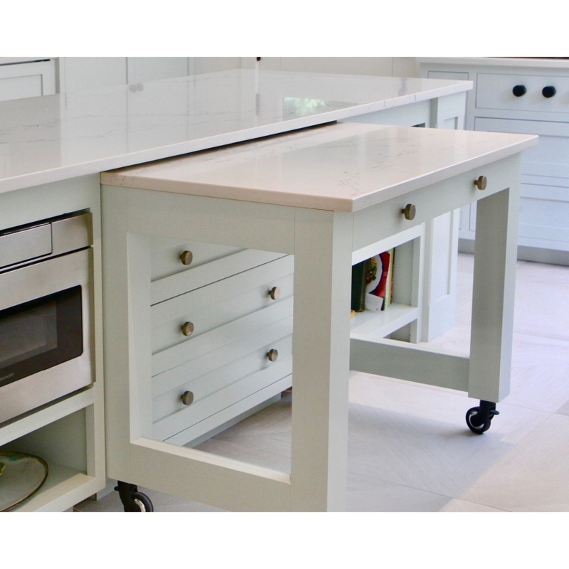 Pull Out Kitchen Island Stone Topped Cart Workstation