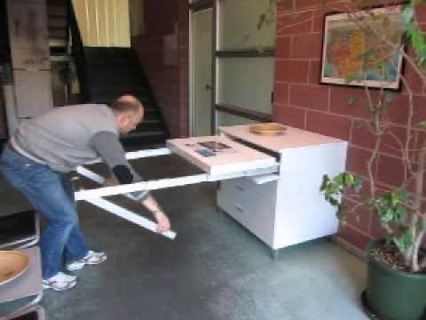 Pull Out Table: Retractable Dining Table with Folding Support Legs