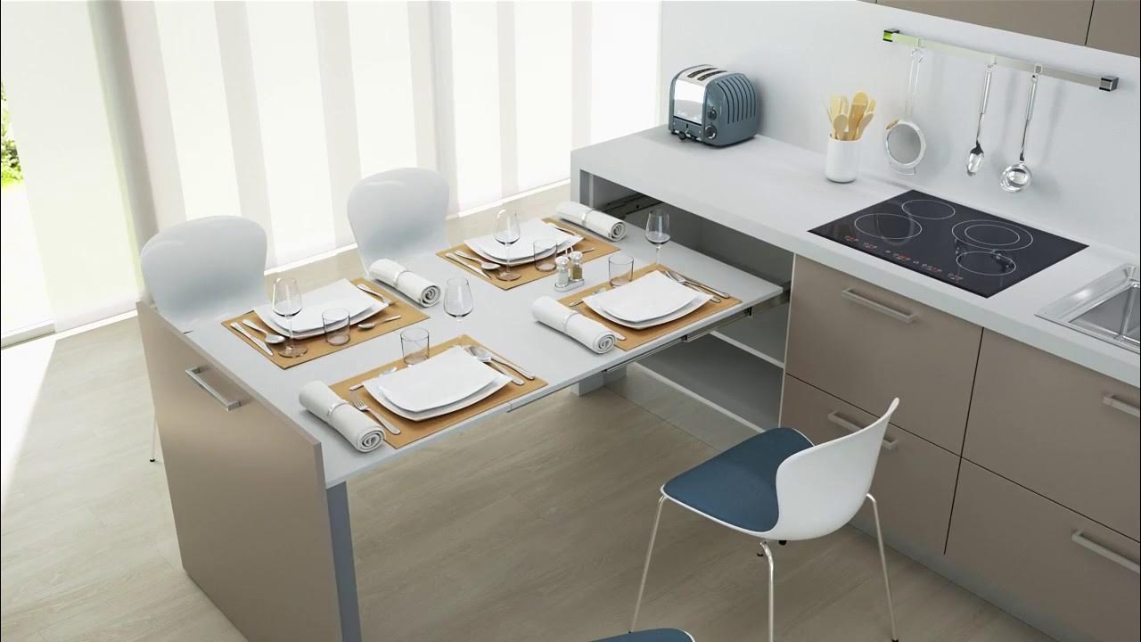 Pull Out Table Telescopic Mechanism Minimalist Countertop