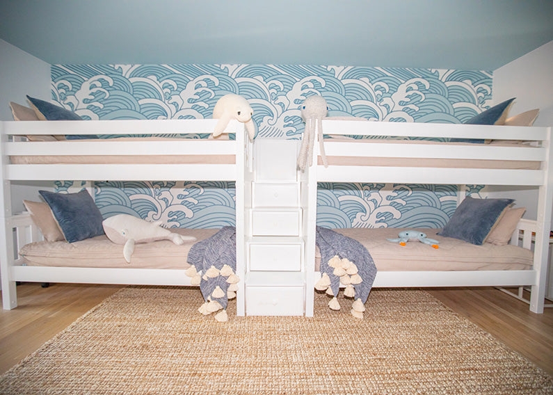 Quad Bunk Bed with Central Staircase for Low Ceiling Rooms