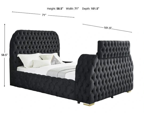 Queen Bed Arched Headboard TV Mount Footboard Design