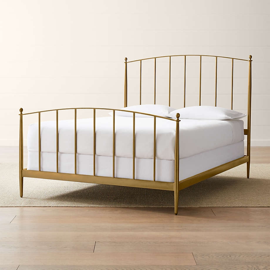 Queen Bed Arched Metallic Frame with Slim Spindles