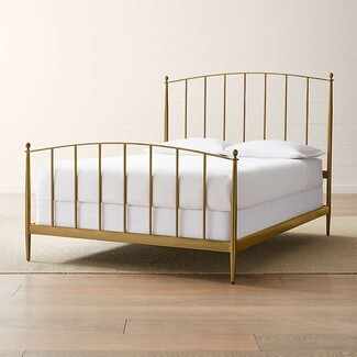 Queen Bed Arched Metallic Frame with Slim Spindles
