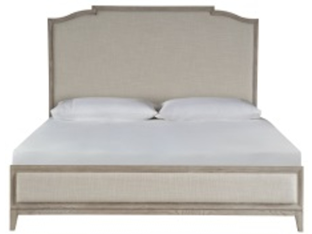Queen Panel Bed with Shaped Headboard and Weathered Gray