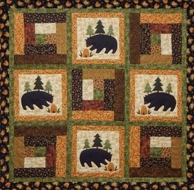 Quilt Log Cabin Blocks Wilderness Theme Bear Cabin Quilt Pattern