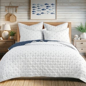 Quilt Set Embroidered Dots Embroidered Swiss Dot Quilt