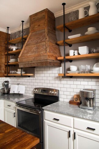 Range Hood Weathered Wood Hood Industrial Pipe Shelving