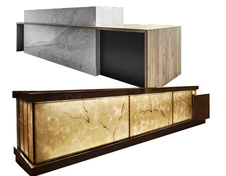 Reception Desk showcasing Backlit Stone Panels Onyx Design