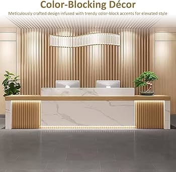 Reception Desk with Fluted Side Panels and LED Accents