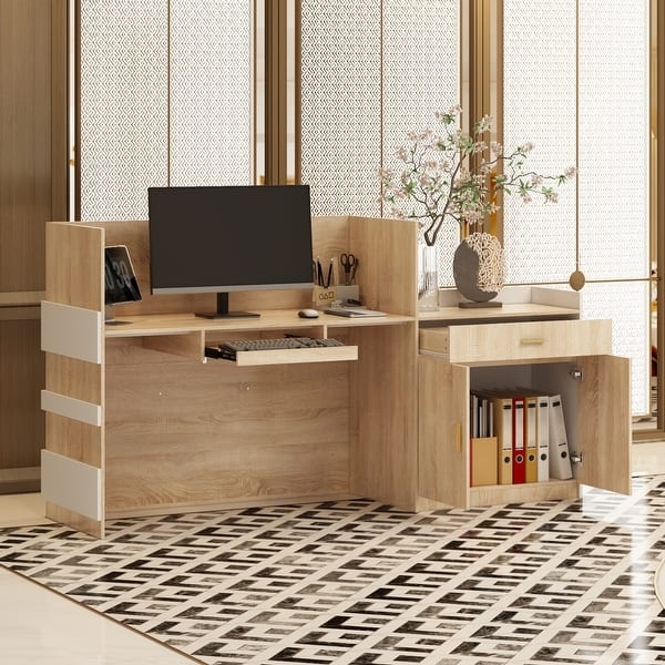 Reception Desk with Keyboard Tray and Privacy Panels