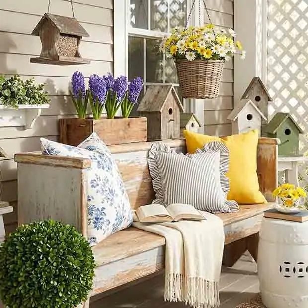 Reclaimed Wood Bench with Weathered Patina and Rustic Texture