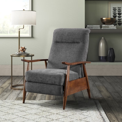 Recliner Chair Sculptural Arms Mid Century Charcoal Grey