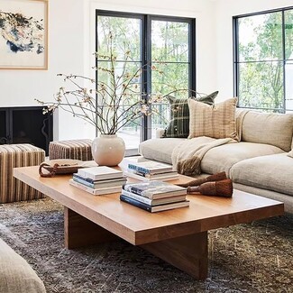 Rectangle Coffee Table Cross Base Natural Wood Slab