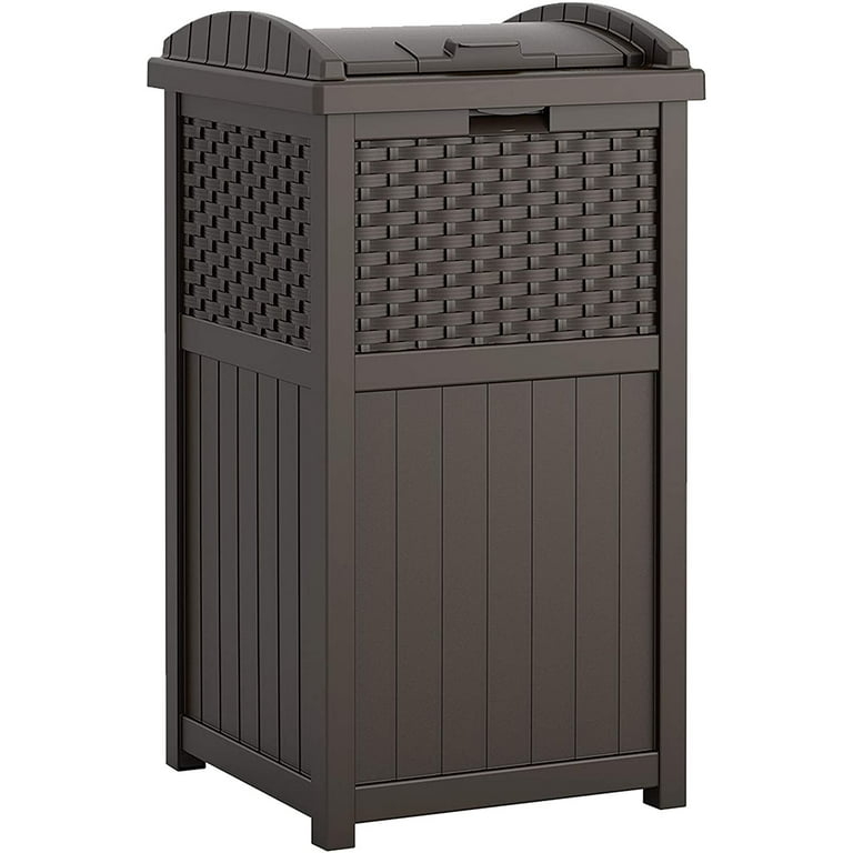 Resin Hideaway Outdoor Trash Can Woven Panel Hideaway Can