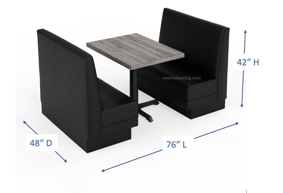 Restaurant Booth Set With Grey Wood Grain Table Top