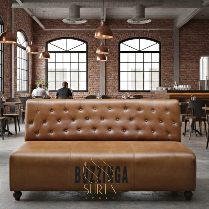 Restaurant Sofa Diamond Tufted Back Armless Bench Lounge