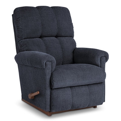 Rocker Recliner Charcoal Blue Fabric Manual Lever