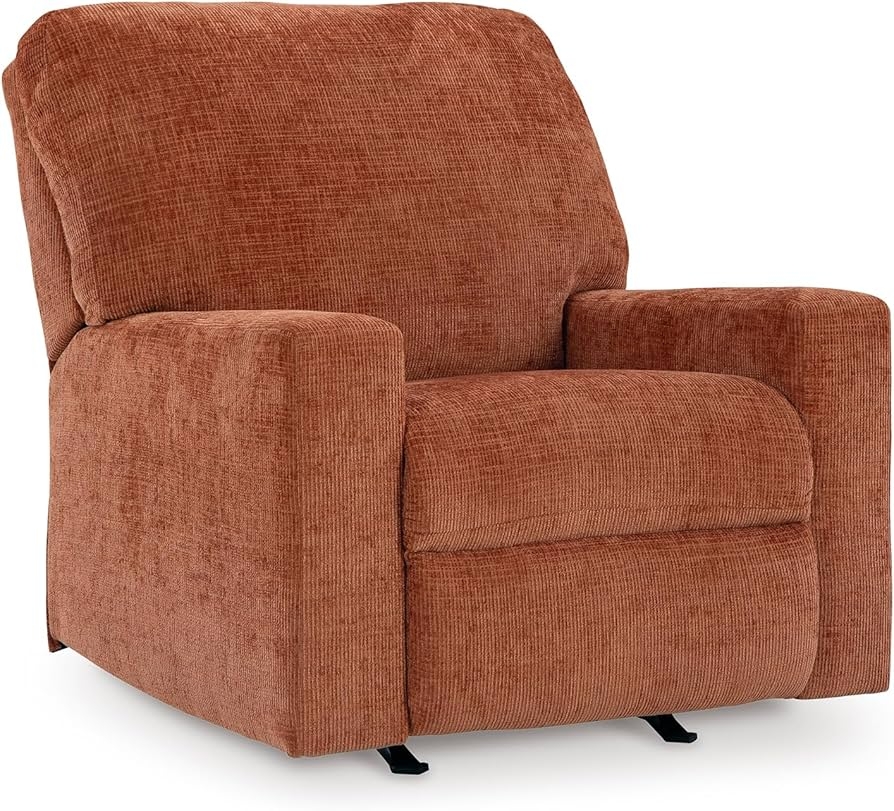 Rocker Recliner Ribbed Texture Orange Armchair Seating