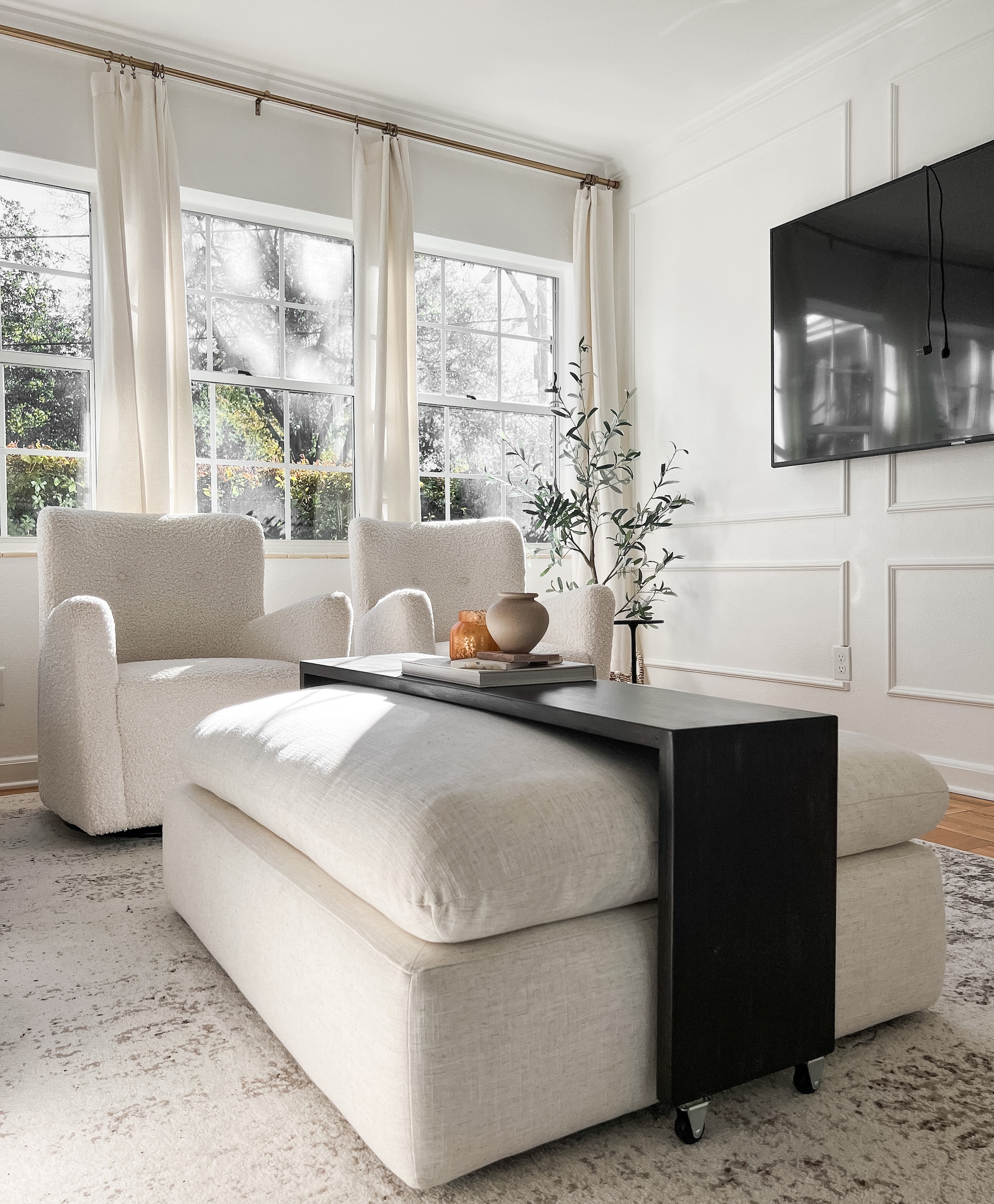 Rolling Bridge Table: Matte Black Rolling Ottoman Table