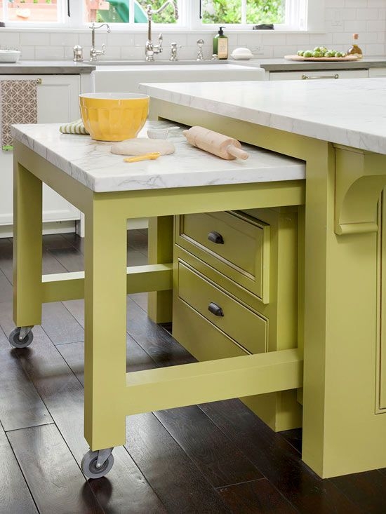 Rolling Kitchen Cart Chartreuse Finish Nested Cart