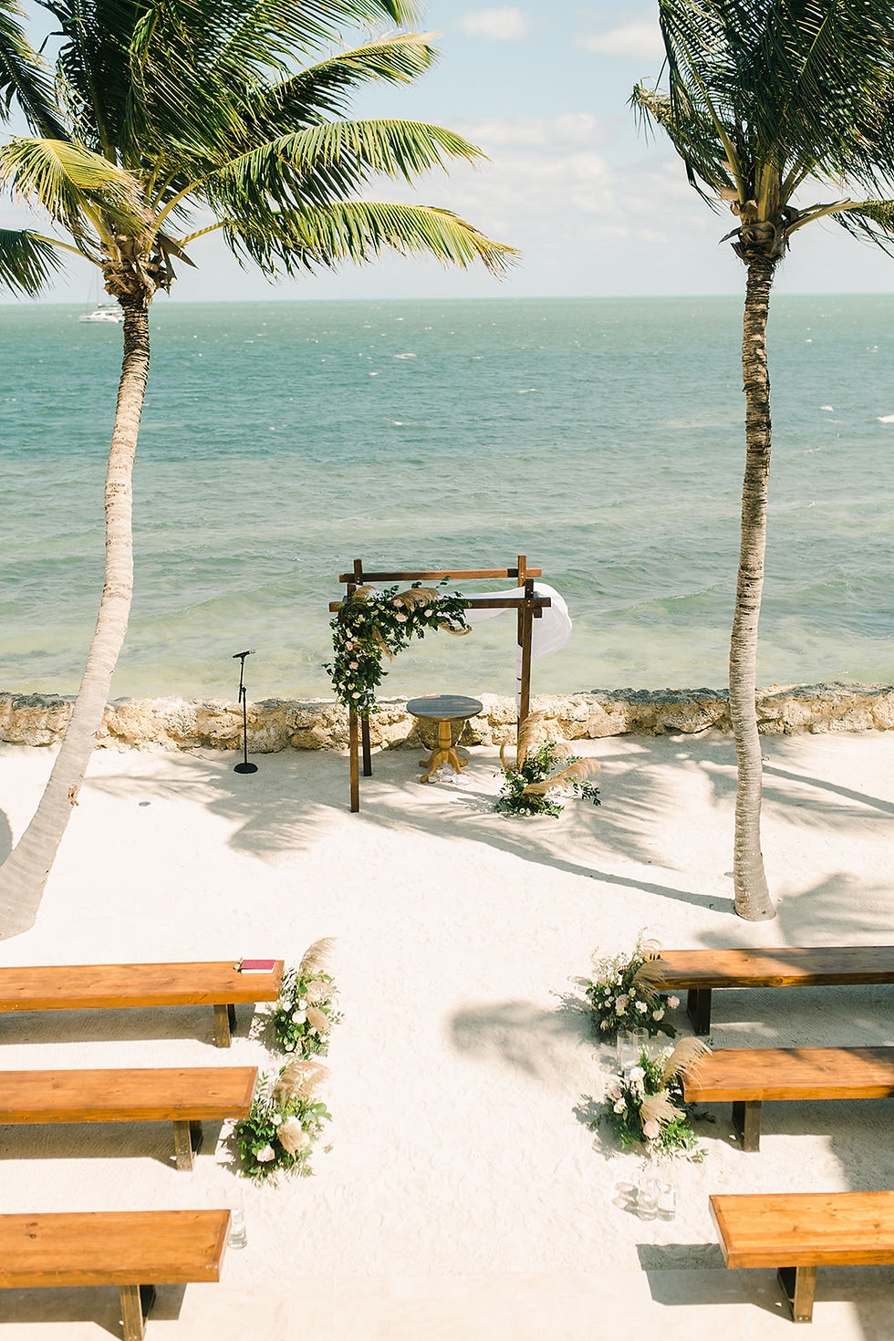 Round Accent Table with Compact Footprint for Tropical Beach Wedding Altar