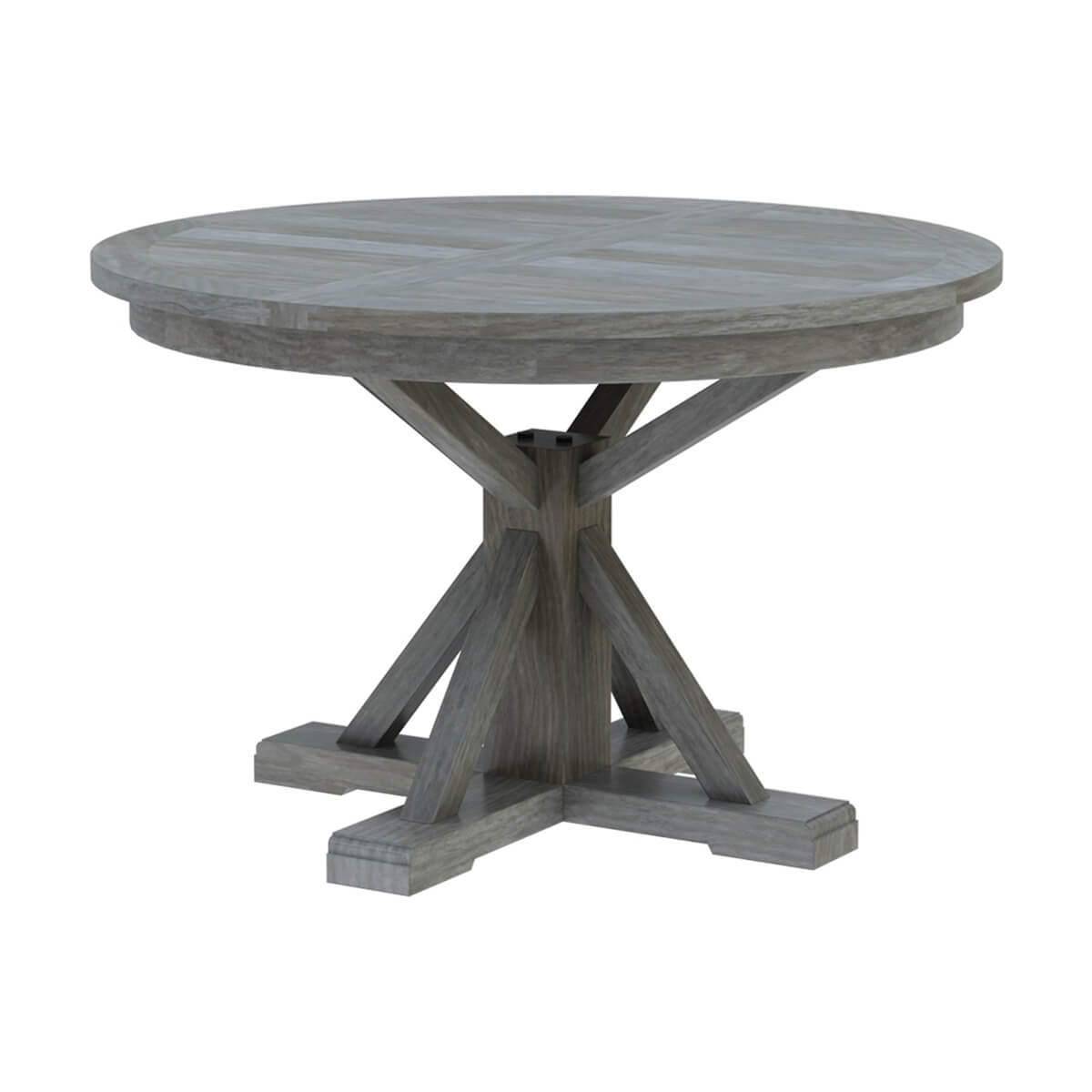 Round Dining Table featuring X-Brace Pedestal in Grey
