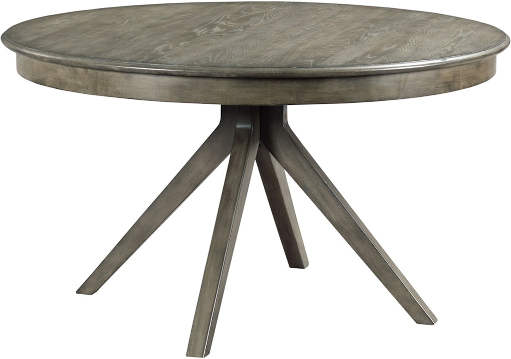 Round Dining Table showcases Cathedral Grain Grey Finish
