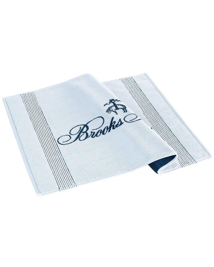 Rug Scripted Logo Pinstripe Border Crest Graphic Preppy